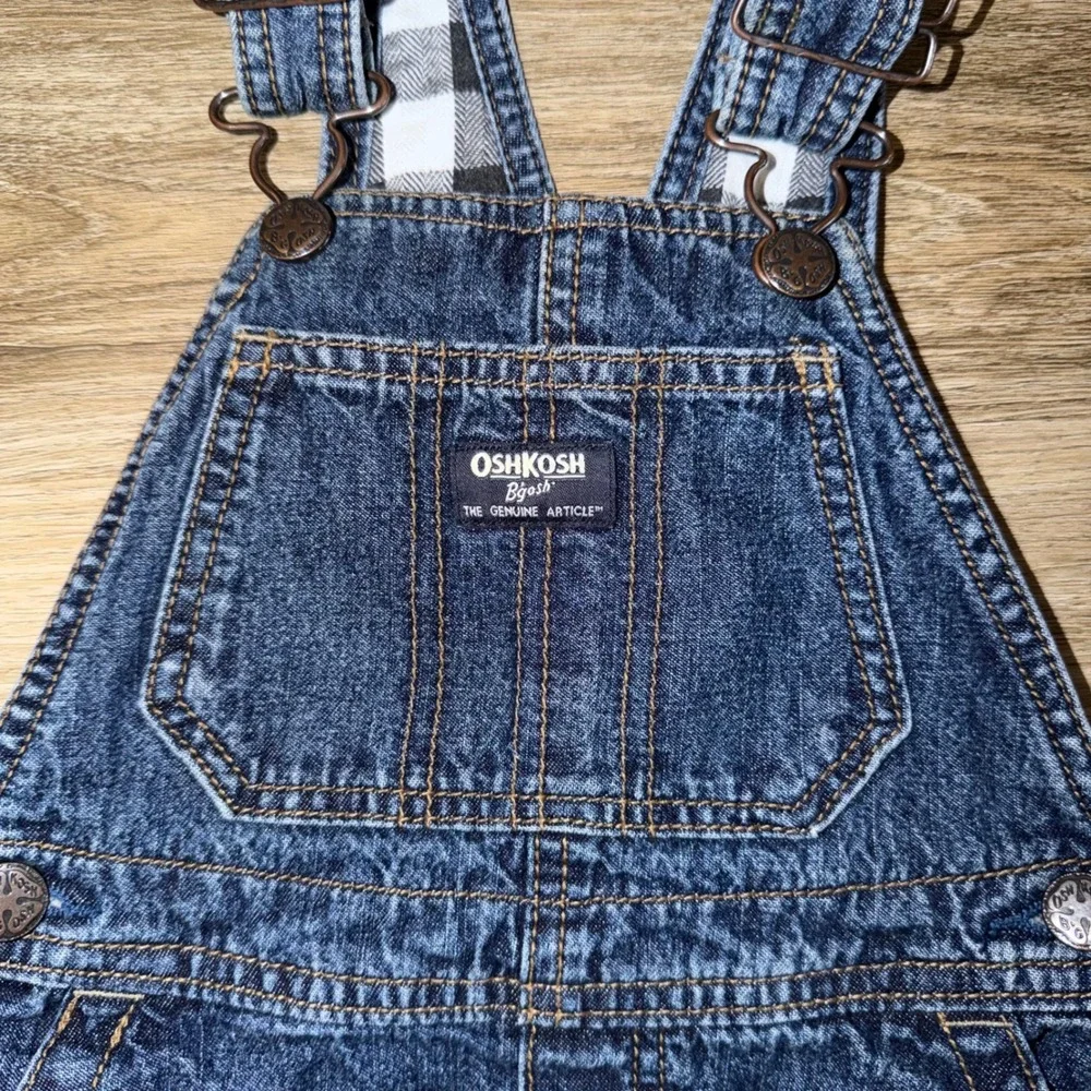 OshKosh B'gosh Flannel Lined Denim Overalls 3T Blue Cozy Adjustable‎